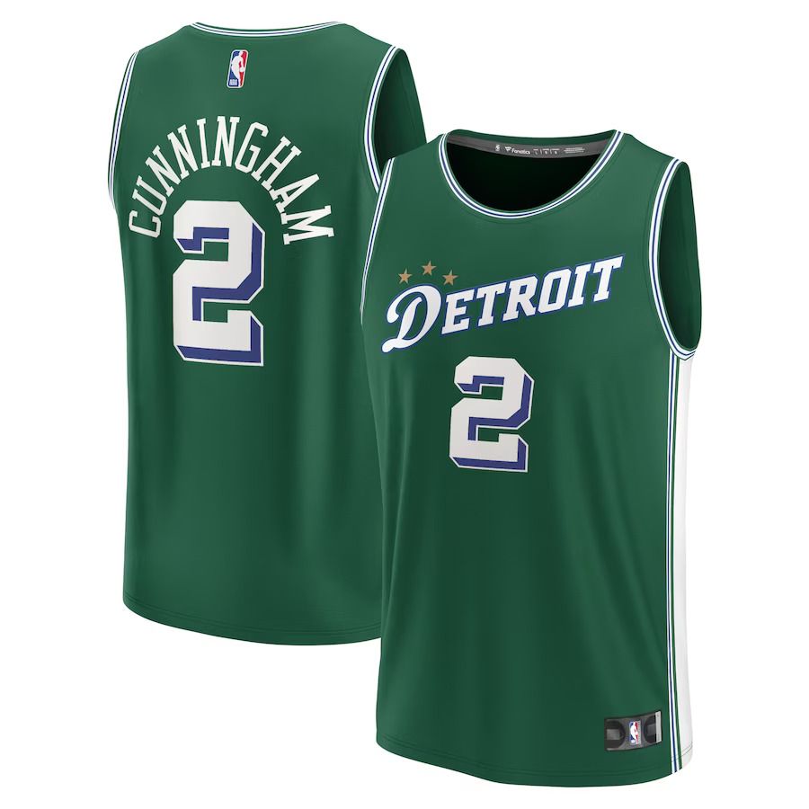 Men Detroit Pistons 2 Cade Cunningham Fanatics Branded Green City Edition 2022-23 Fastbreak NBA Jersey